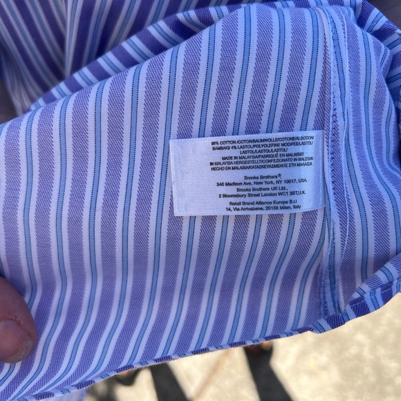 Brooks Brothers,NWOT Tailor'd Fit No-iron stretch Lg-sl lavender/wht,NeverWorn - Picture 5 of 5